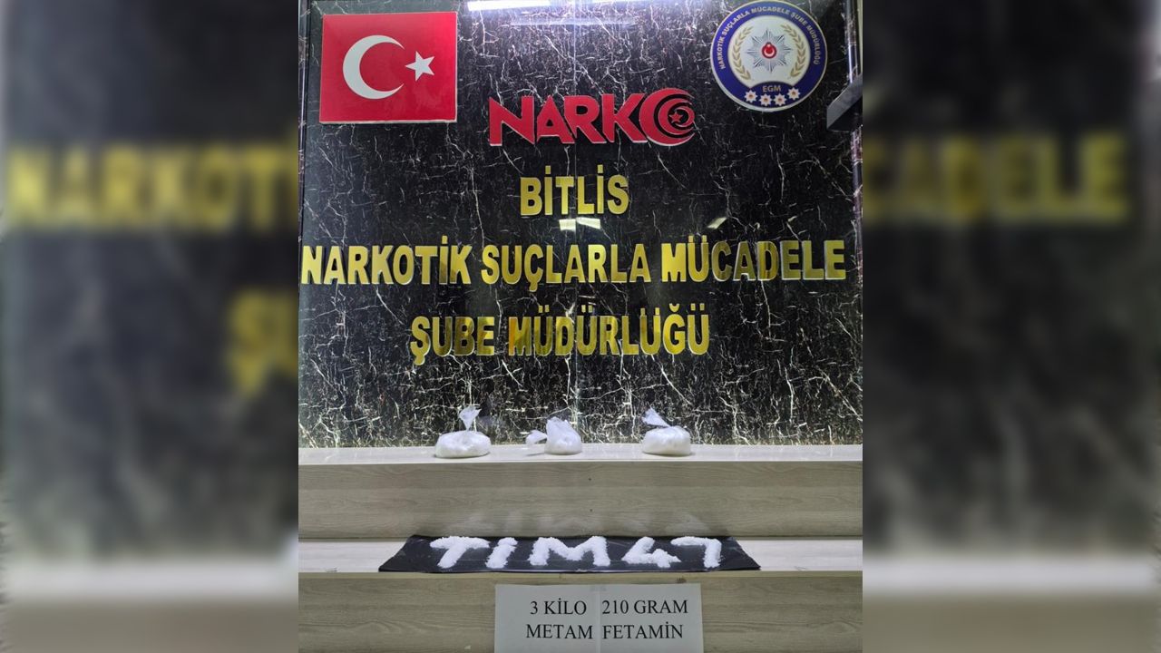 Bitlis’te 3 kilo 210 gram metamfetamin ele geçirildi