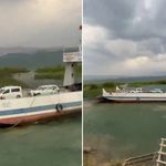 Elazığ’da fırtına: Feribot iskeleye yanaşmadı