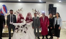 Dünya evine girmek isteyen kardeşler çifte düğün yaptı