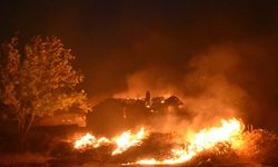 Anız yangınında 2 katlı ev yandı