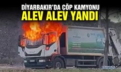 Diyarbakır’da çöp kamyonu alev alev yandı