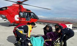Helikopter ambulans hamile kadın için havalandı