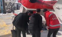Hamile kadın, helikopter ambulansla hastaneye kaldırıldı