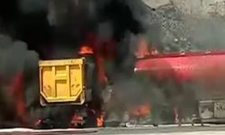 Cizre’de facia; kamyonla çarpışıp alev alan tankerin şoförü öldü