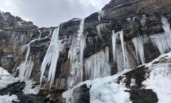 Hakkari buz kesti, Orşe Vadisi’ndeki şelalesi dondu