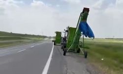 Siirt’te traktördeki saman helezyonu korkuttu!