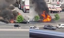 Diyarbakır'da seyir halindeki yolcu minibüsü alev alev yandı!
