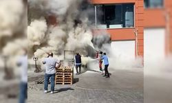 Yangın tüpünü alan koştu