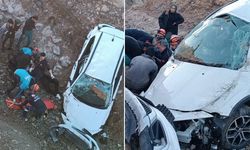 Şarampole uçan otomobilde 2 yaralı