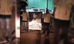 Bursaspor stadı önünde, Leyla Zana afişi; Jîn Jiyan Azadi