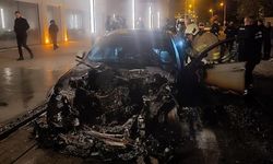 Mardin'de park halindeki lüks otomobil alev aldı