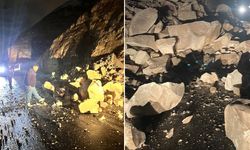 Kayalar yolu trafiğe kapattı