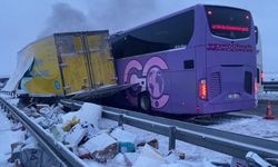 Yolcu otobüsü kamyona çarptı: 9 yaralı