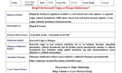 Bingöl için kuvvetli yağış uyarısı