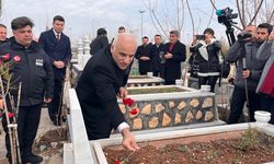 Diyarbakır Valisi, depremde yaşamını yitirenlerin kabirlerine karanfil bıraktı
