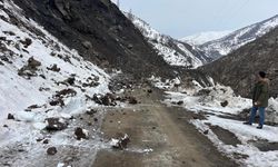 Köy yolunda heyelan: 2 minibüs mahsur kaldı