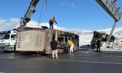 Büyükbaş hayvan yüklü iki tır devrildi