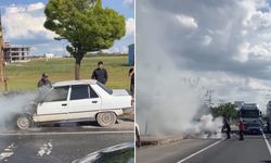 Seyir halindeki otomobilde yangın