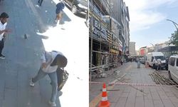 Binadan kopan beton parçaları tehlike saçtı