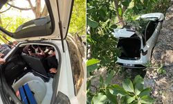 Bahçeye uçan otomobilde 8 yaralı