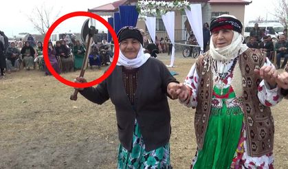 Halay başını kaptırmamak için baltayla önlem aldı