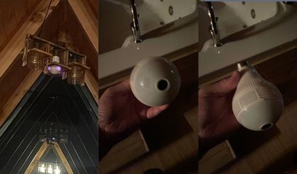 Bungalov evlerde gizli kamera skandalı! Yatak odasındaki ampul içinde