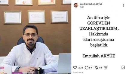 "Ağrı halkı yalnız değildir" diyen doktor görevden uzaklaştırıldı