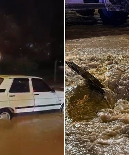 Adıyaman’da sel: Araçlar mahsur kaldı