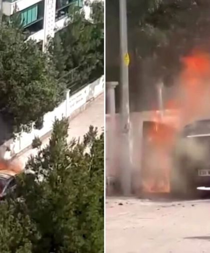 Diyarbakır'da seyir halindeki araç yandı