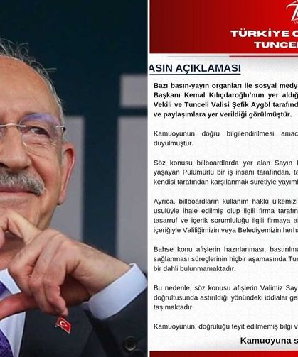 Valilikten Kılıçdaroğlu afişi açıklaması