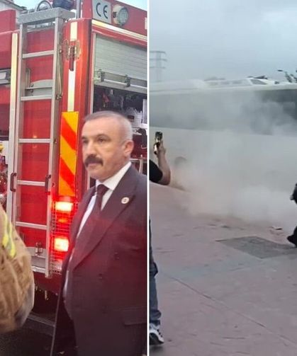 MHP’lileri taşıyan otobüste yangın