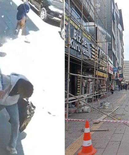 Binadan kopan beton parçaları tehlike saçtı