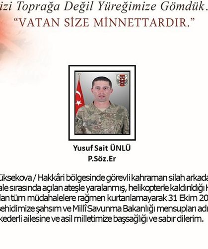 Yüksekova sınırında bir asker hayatını kaybetti