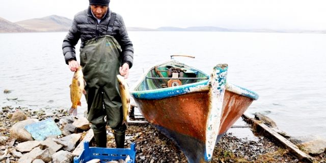 Aygır Gölü'nden tuttuğu balıklarla geçimini sağlıyor