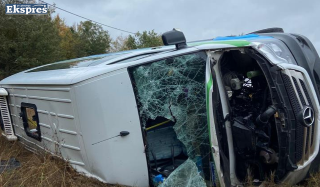 Tekirdağ’da yolcu minibüsü devrildi: 16 yaralı