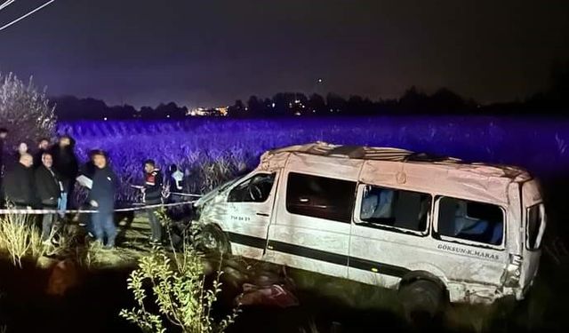 Yolcu minibüs takla attı: 1 ölü, 13 yaralı