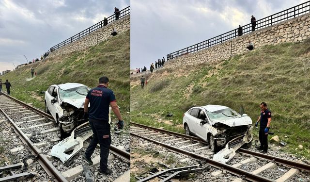 Batman'da otomobil köprüden raylara uçtu: 3 yaralı
