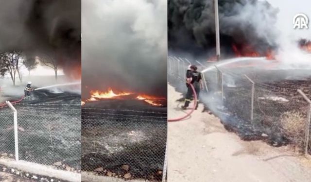 Diyarbakır'da istiflenen plastik atıklarda yangın