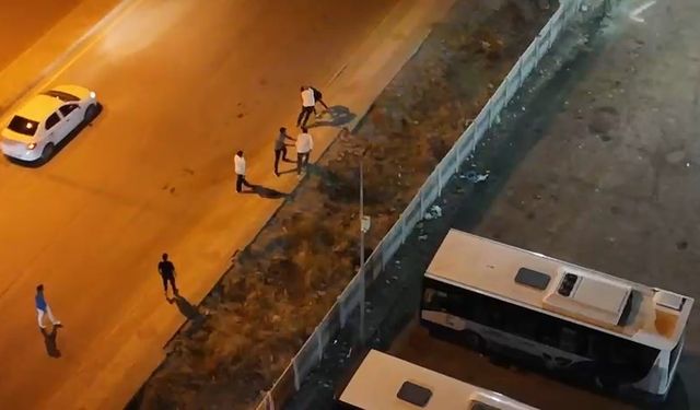 İki grubun kavgası dron ile görüntülendi