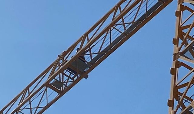 Parasını alamayınca, kule vince çıktı