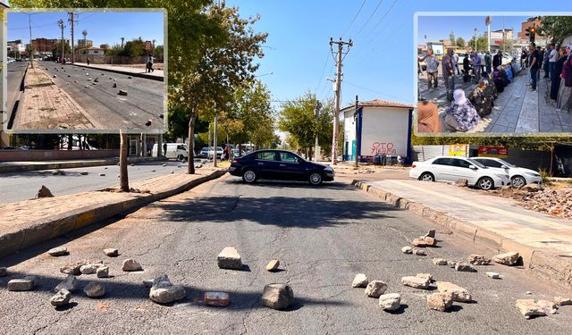 Diyarbakır’da yol krizi: Vatandaşlar özel mülkiyetlerini taşlarla kapattı