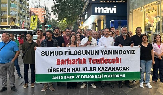 Diyarbakır’da İsrail’in Sumud Filosu’na saldırısı protesto edildi
