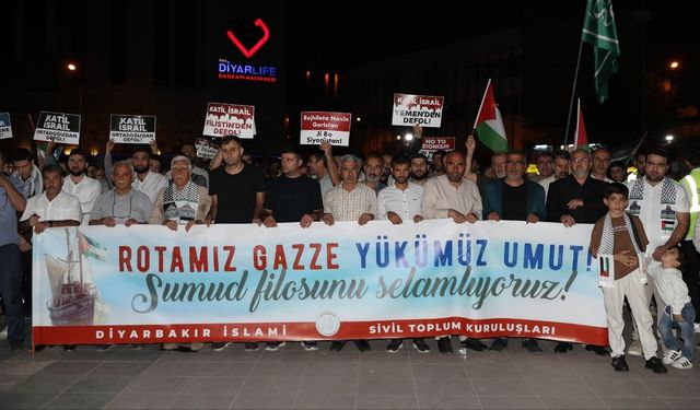 Diyarbakır'da İsrail'in Sumud Filosu'na saldırısı protesto edildi