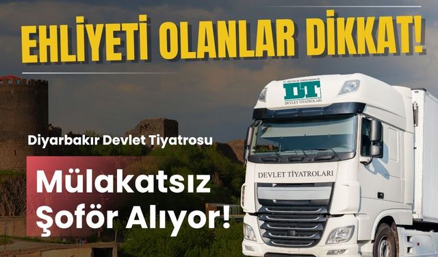 Ehliyeti olanlara devlet kadrosu: Diyarbakır Devlet Tiyatrosu şoför arıyor!