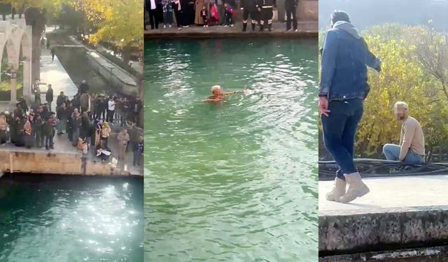 Urfa'da işten atılan kişi, cami terasından Balıklıgöl'e atladı!