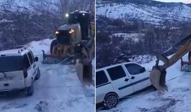 Karda mahsur kalan araçlara kurtarma