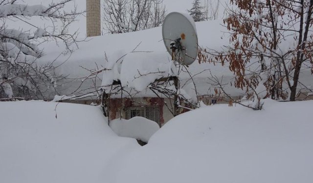 Bitlis'te tek katlı evler adeta kardan kayboldu