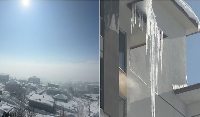 Buz sarkıtları 3 metreyi aştı