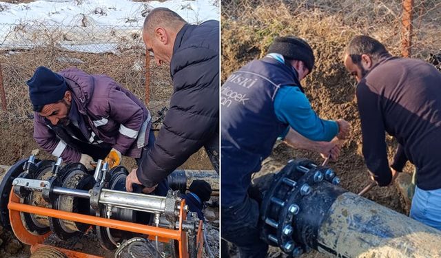 Diyarbakır Kulp'taki içmesuyu hattında arıza çalışması
