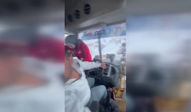 Karda mahsur kalan işçiye kurtarma